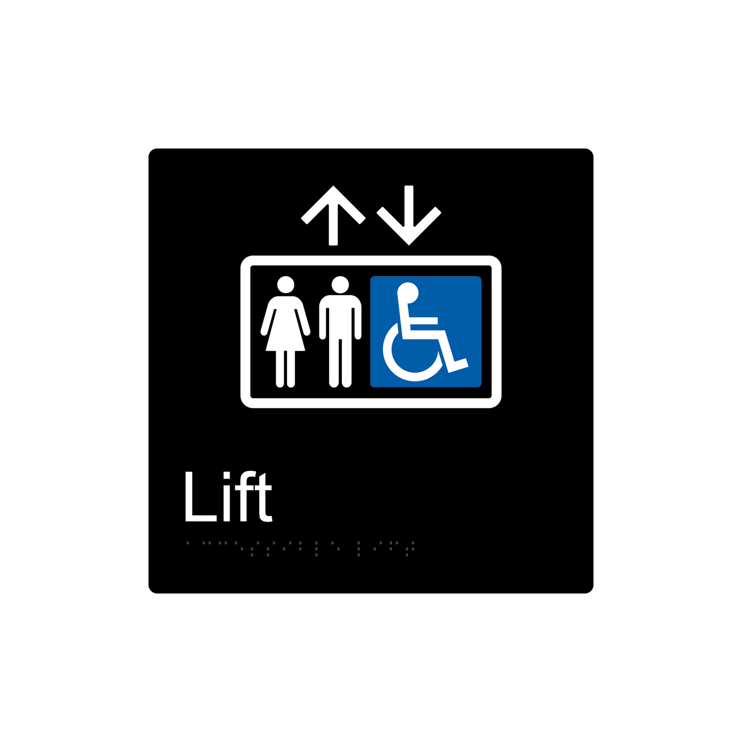 Accessible Lift Braille Sign - Black - Express Post Series