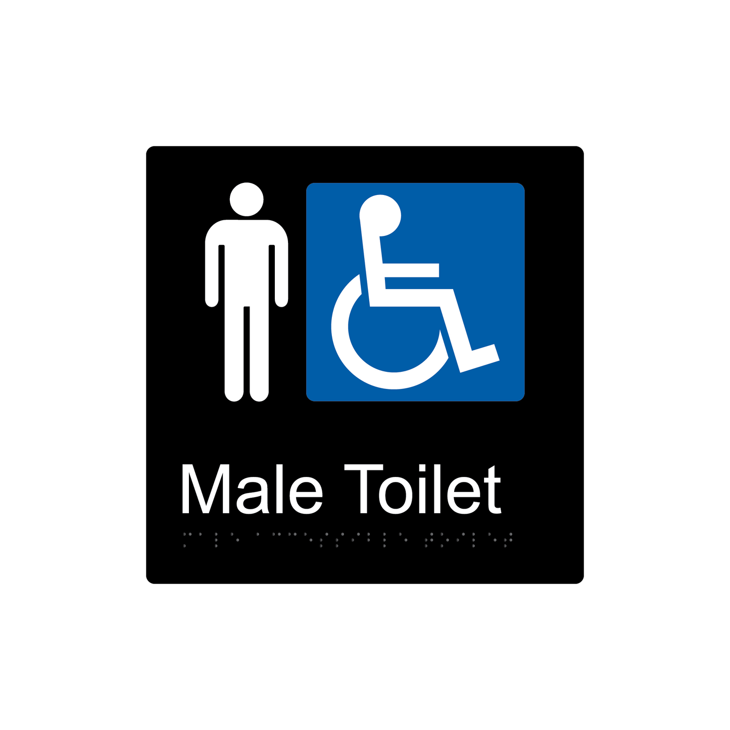 Male Accessible Toilet Braille Sign - Black - Express Post Series