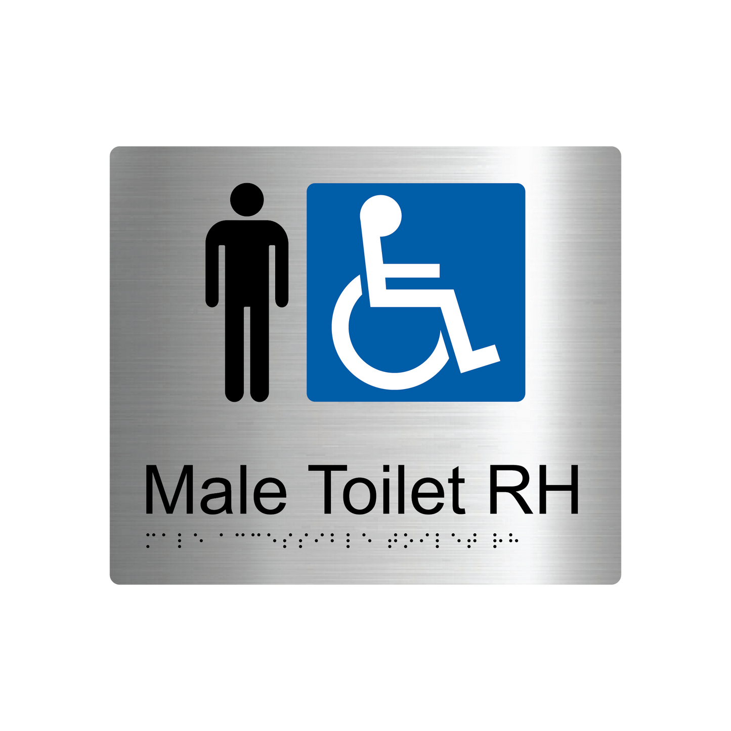 Male Accessible Toilet RH Braille Sign - AS1428.1 Compliant