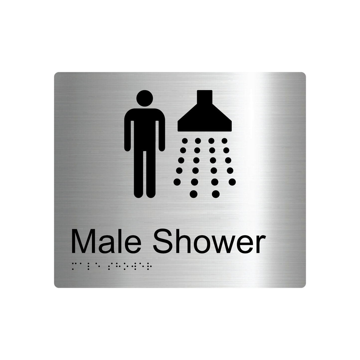 Male Shower Braille Sign - AS1428.1 Compliant.