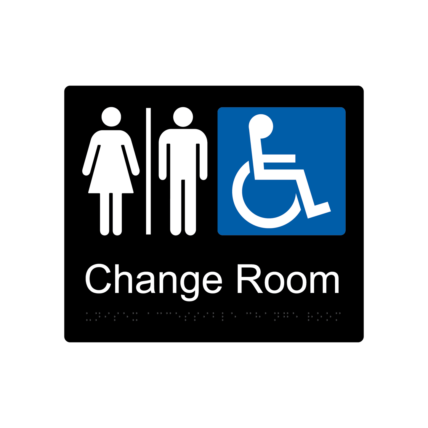 Unisex Accessible Change Room Braille Sign - Black - Express Post Series