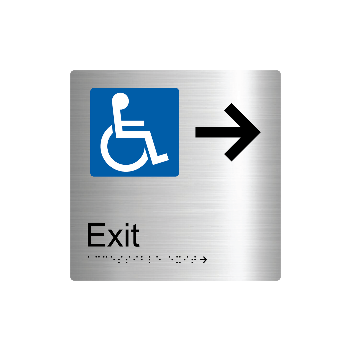 Accessible Exit Right Hand Arrow Braille Sign - AS1428.1 & NCC Compliant