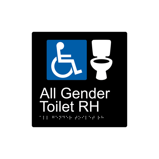 All Gender Accessible Toilet RH Braille Sign - AS1428.1 Compliant.