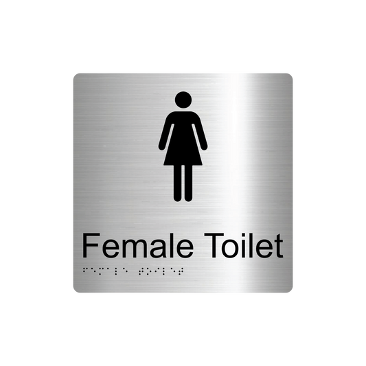 Female Toilet Braille Sign - Stainless Steel (AS1428.1 Compliant)