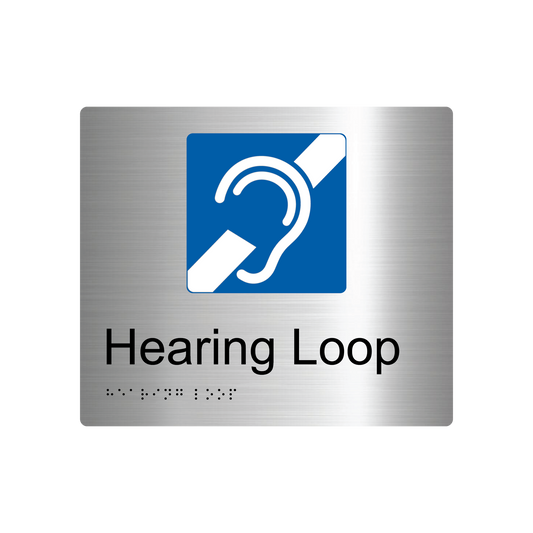 Hearing Loop Braille Sign - Stainless Steel (AS1428.1 Compliant)