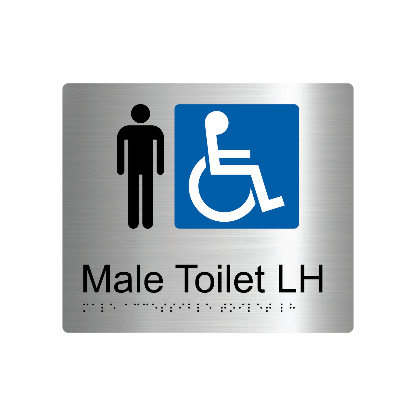 Male Accessible Toilet LH Braille Sign - AS1428.1 Compliant