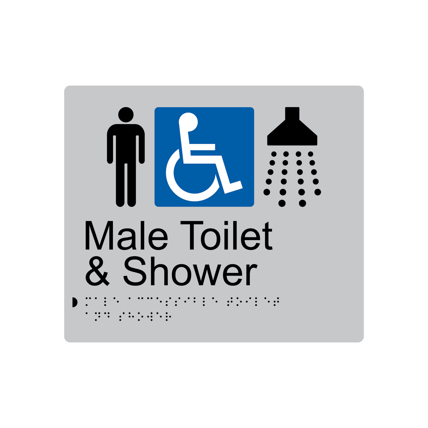 Male Accessible Toilet & Shower Braille Sign - AS1428.1 Compliant