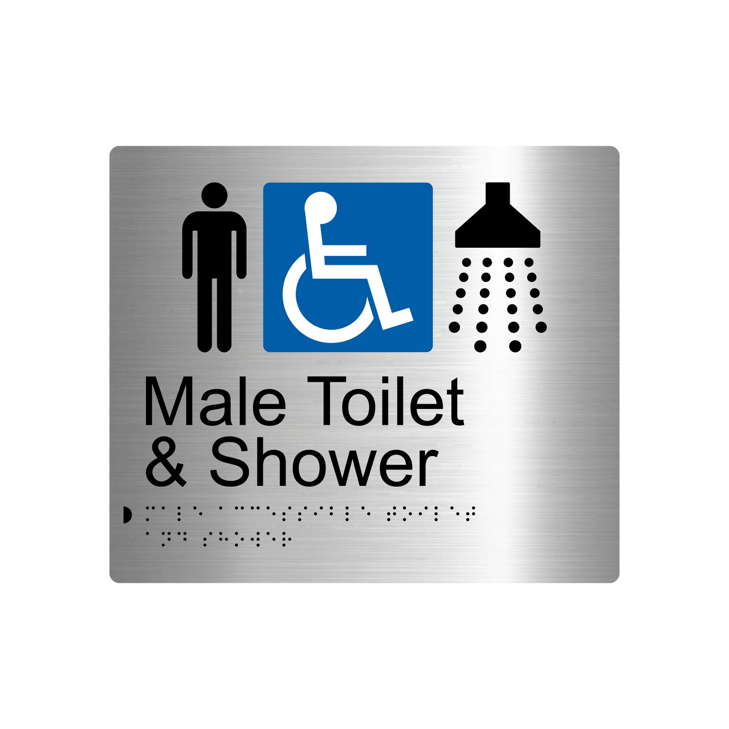 Male Accessible Toilet & Shower Braille Sign - AS1428.1 Compliant