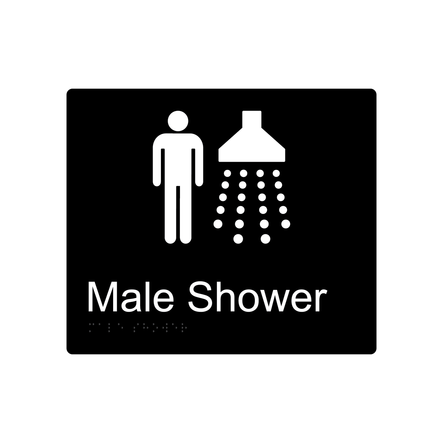 Male Shower Braille Sign - Black - Express Post Series