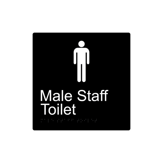 Male Staff Toilet Braille Sign - Black - Express Post Series