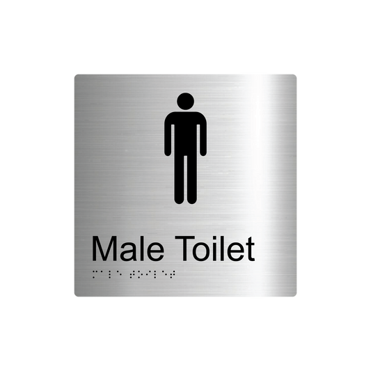 Male Toilet Braille Sign - Stainless Steel (AS1428.1 Compliant)