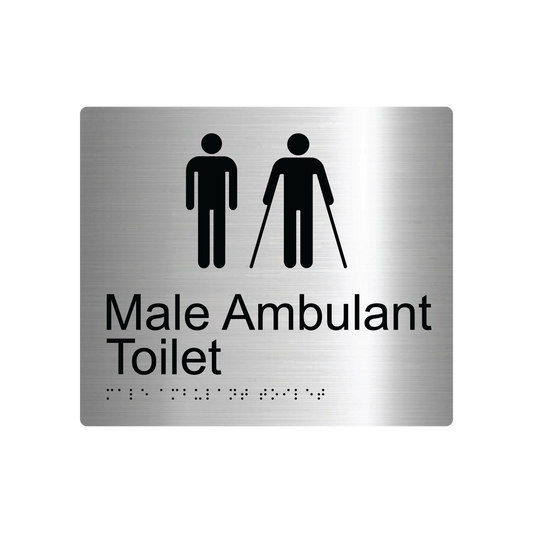Male & Ambulant Toilet Braille Sign - Stainless Steel (AS1428.1 Compliant)