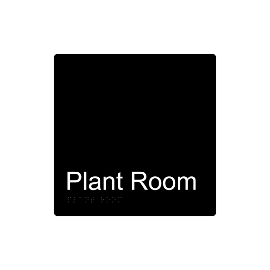 Plant Room Braille Sign - Black - Express Post Series