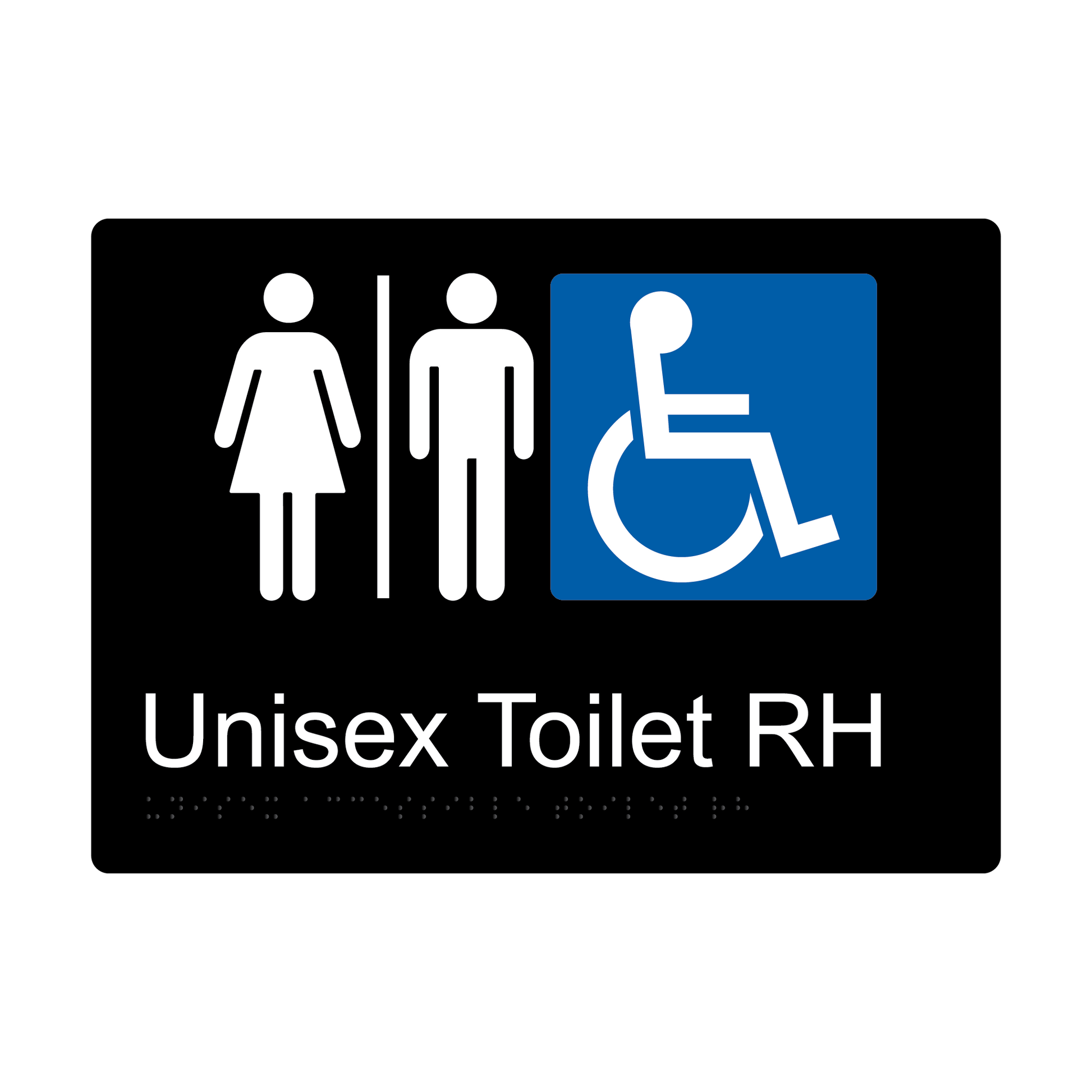 Unisex Toilet RH Braille sign in black