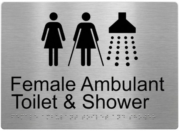 Female Ambulant Toilet & Shower Braille Sign