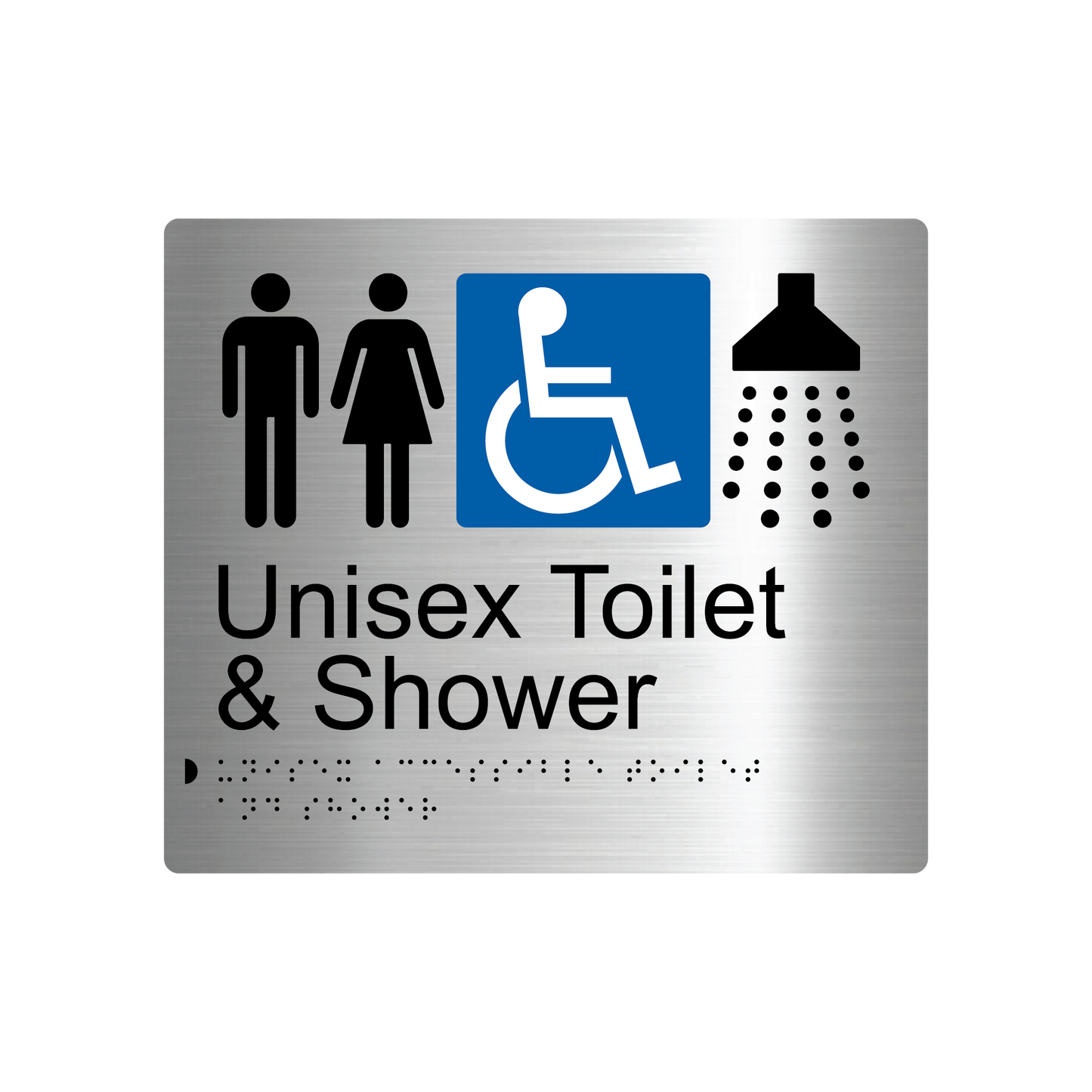 Unisex Accessible Toilet & Shower Braille Sign - AS1428.1 Compliant