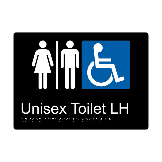 Unisex Accessible Toilet LH Braille Sign - AS1428.1 Compliant
