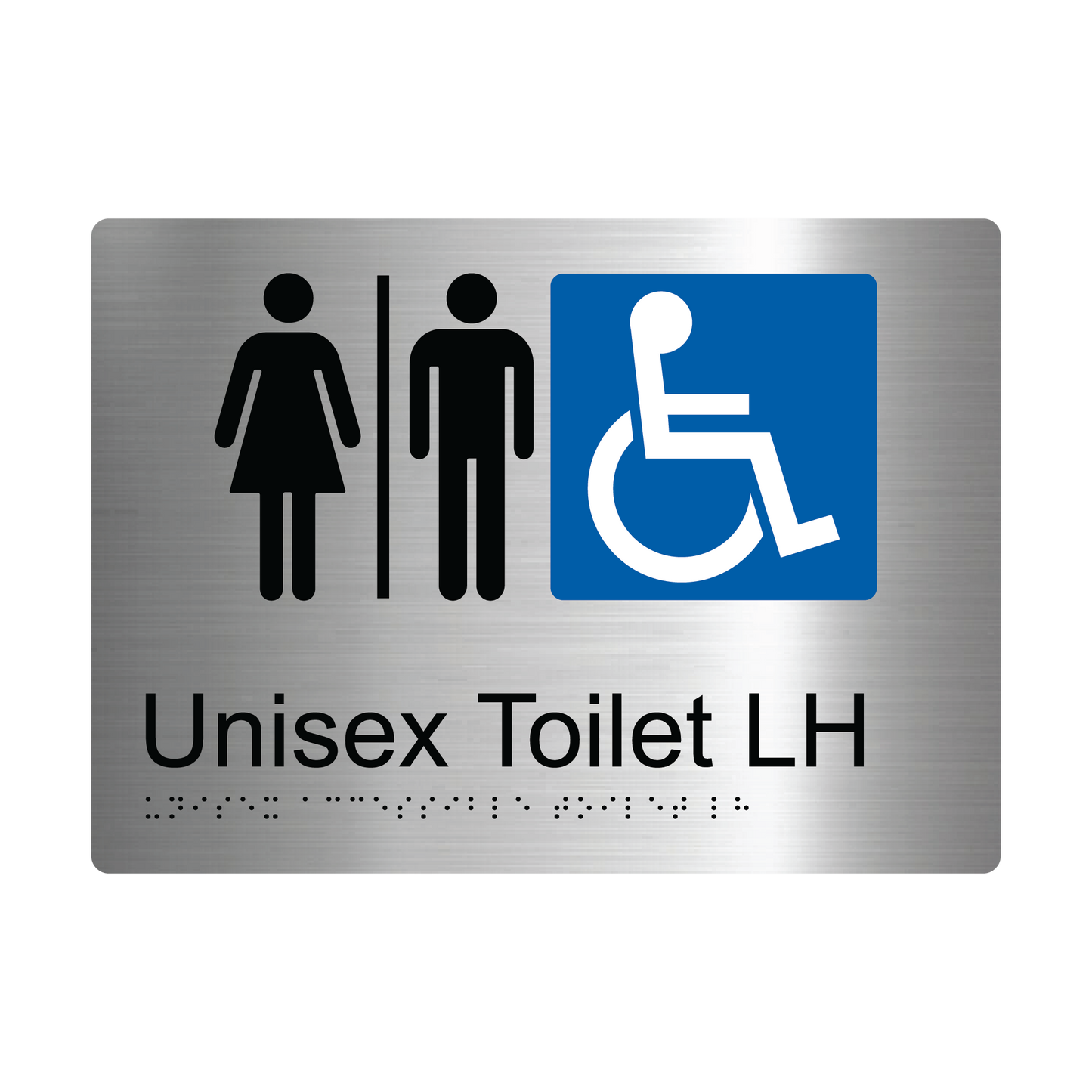 Unisex Accessible Toilet LH Braille Sign - AS1428.1 Compliant